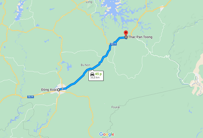 Cách di chuyển tới thác Pan Toong Bình Phước 