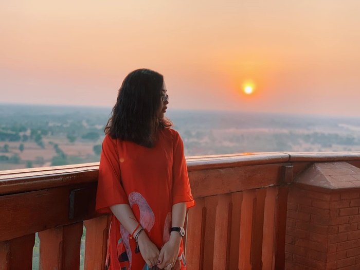 trải nghiệm ngắm bình minh trong tour Bagan từ tháp Nan Myint Tower Bagan