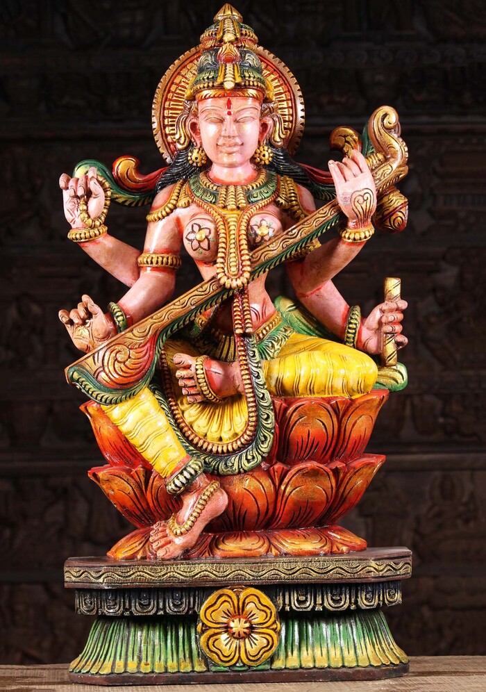 Đền Saraswati - Tượng nữ thần Saraswati trong văn hóa Hindu giáo.