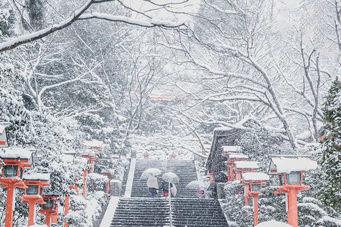 Du lịch Kyoto mùa đông - Mùa đông tại Kyoto khá lạnh, tuyết rơi trắng xóa mọi nơi