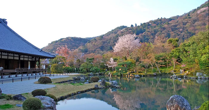 Du lịch Kyoto mùa đông - Đền Tenryuji có vị trí vô cùng đẹp, là nơi chụp ảnh thích hợp cho chuyến đi của bạn