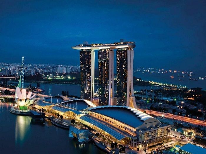 Toàn cảnh vịnh Marina Bay Sands - .Bảo tàng ArtScience Singapore