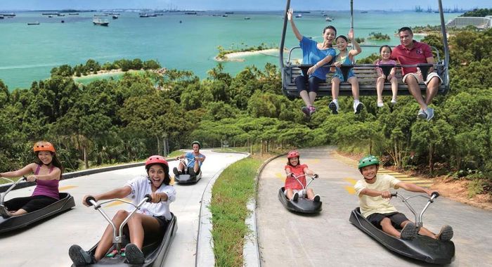 trải nghiệm đường đua xe trượt Skyline Luge Sentosa khi đến Singapore.