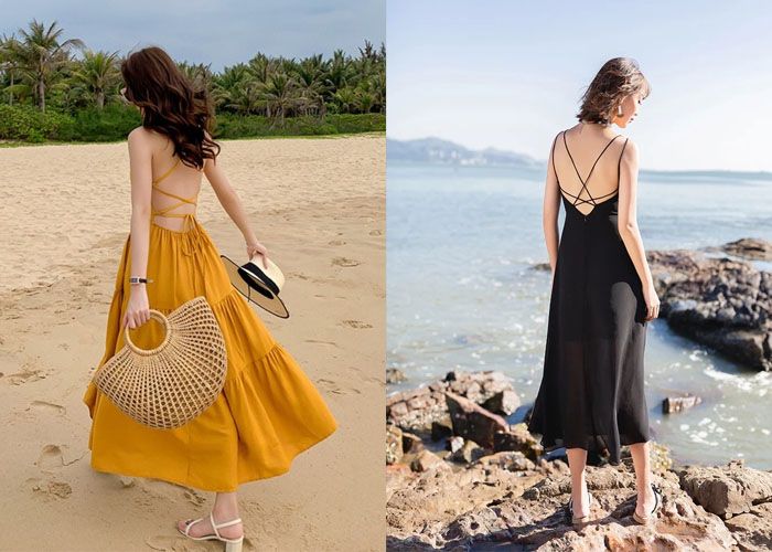 Đi du lịch Thái Lan nên mặc gì - Váy đan dây sau lưng vừa thanh lịch, vừa quyến rũ.
