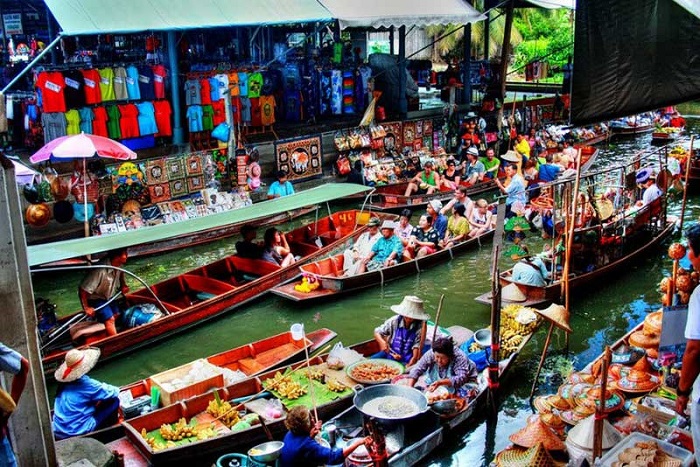 Địa điểm du lịch Thái Lan - Khu chợ nổi Damnoen Saduak
