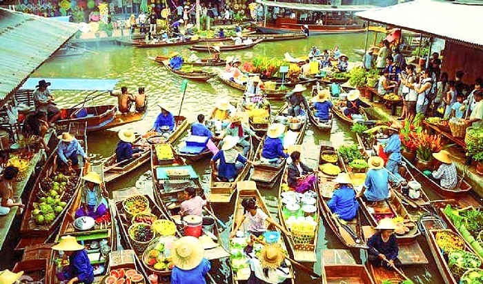 Chơi gì ở Bangkok - Chợ nổi Damnoen Saduak