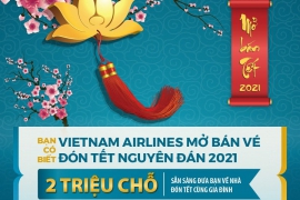 Vietnam Airlines chính thức mở bán 2 triệu vé máy bay nội địa Tết Tân Sửu 2021