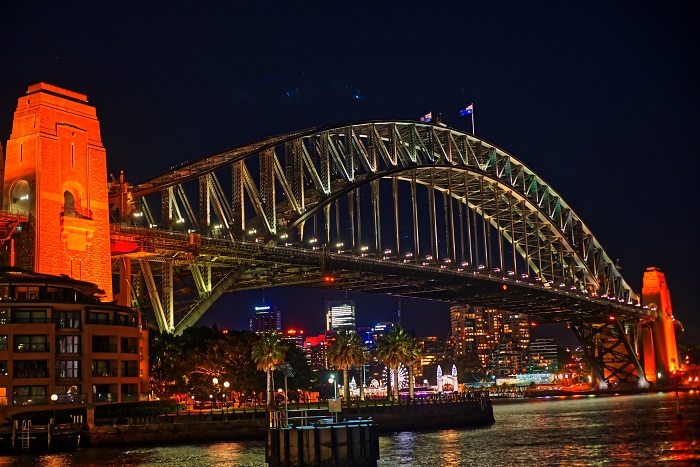 A_close_view_of_Sydney_Harbour_Bridge_at_night